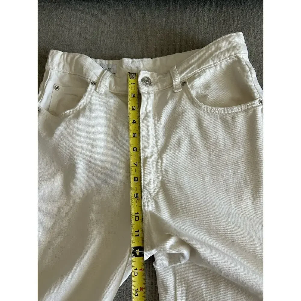ZARA Barrel Jeans White Wide Leg Size 6 Baggy Boho - Picture 7 of 10